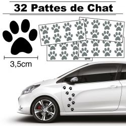32 Stickers de Pattes de Chat largeur 35mm gris
