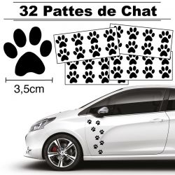 32 Stickers de Pattes de Chat largeur 35mm noir