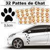32 Stickers de Pattes de Chat largeur 35mm orange