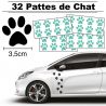 32 Stickers de Pattes de Chat largeur 35mm menthe