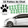 32 Stickers de Pattes de Chat largeur 35mm vert clair