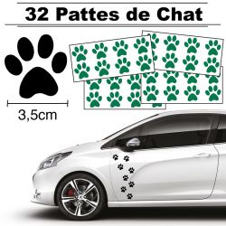 32 Stickers de Pattes de Chat largeur 35mm vert