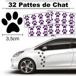 32 Stickers de Pattes de Chat largeur 35mm violet