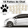 18 autocollants de Pattes de Chat en largeur 50mm et couleur beige