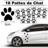 18 autocollants de Pattes de Chat en largeur 50mm et couleur gris fonce