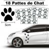 18 autocollants de Pattes de Chat en largeur 50mm et couleur gris