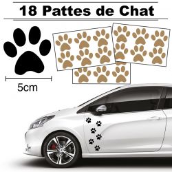 18 autocollants de Pattes de Chat en largeur 50mm et couleur marron clair