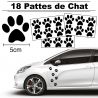 18 autocollants de Pattes de Chat en largeur 50mm et couleur noit