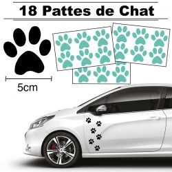 18 autocollants de Pattes de Chat en largeur 50mm et couleur menthe