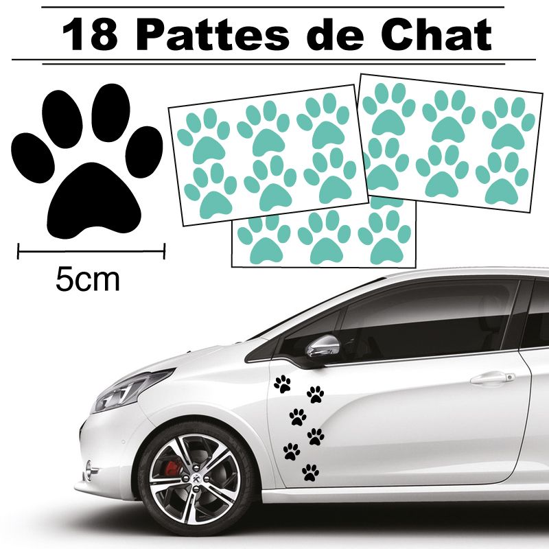 18 autocollants de Pattes de Chat en largeur 50mm et couleur menthe