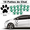 18 autocollants de Pattes de Chat en largeur 50mm et couleur vert emeraude