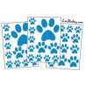 mix de 36 Stickers Pattes de Chat en taille de 3 à 10 cm bleu clair