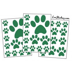 mix de 36 Stickers Pattes de Chat en taille de 3 à 10 cm vert