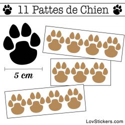 Stickers Pattes de Chien 50mm en lot de 11 marron clair