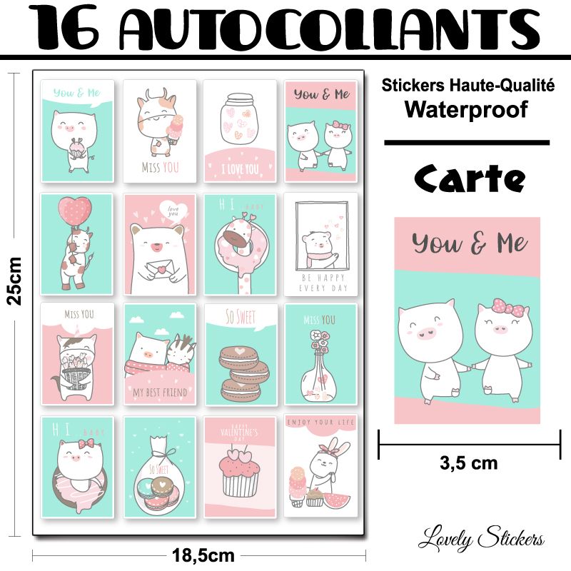 16 cartes autocollantes 16 cartes autocollantes