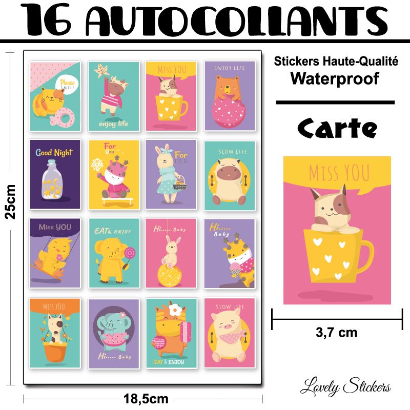 16 cartes autocollantes 16 cartes autocollantes