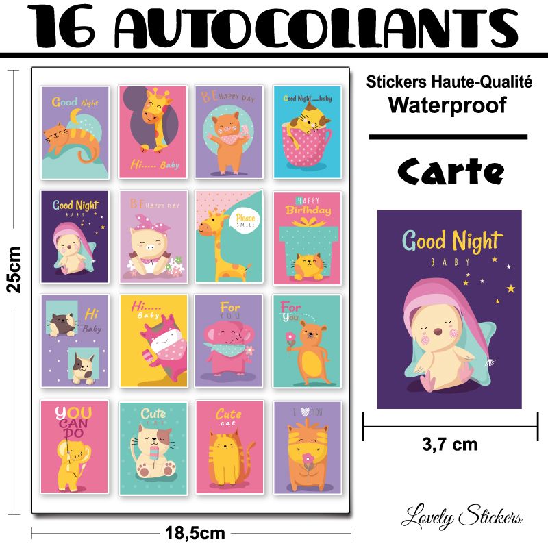 16 cartes autocollantes 16 cartes autocollantes