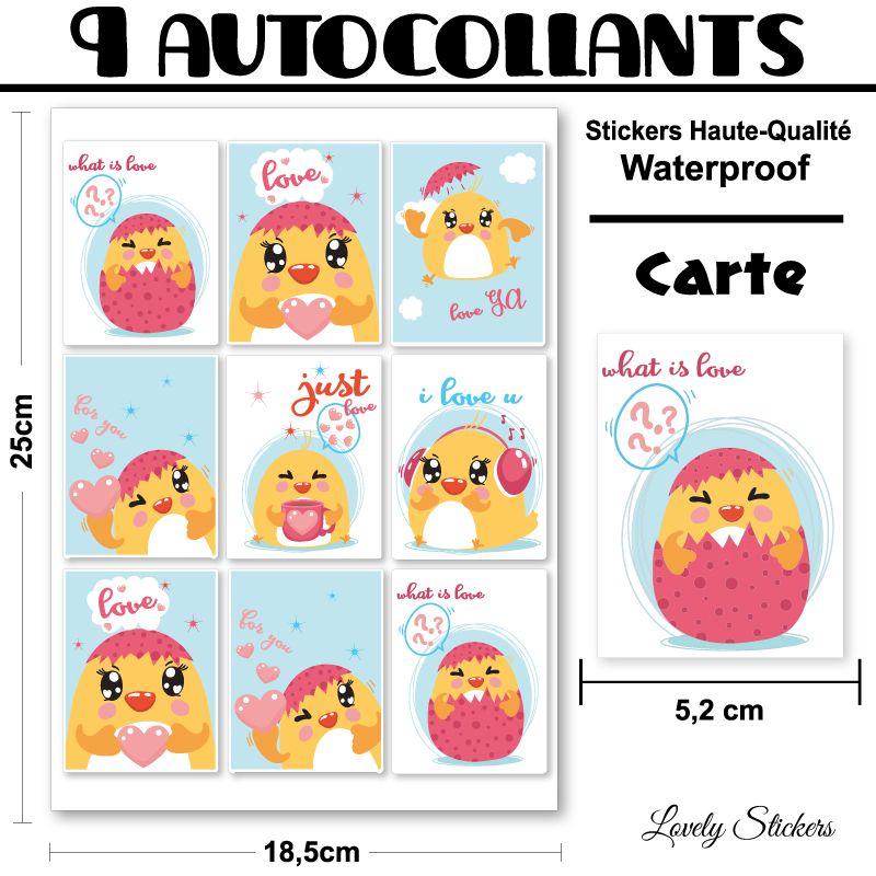 9 cartes autocollantes série Poussins 9 cartes autocollantes série Poussins