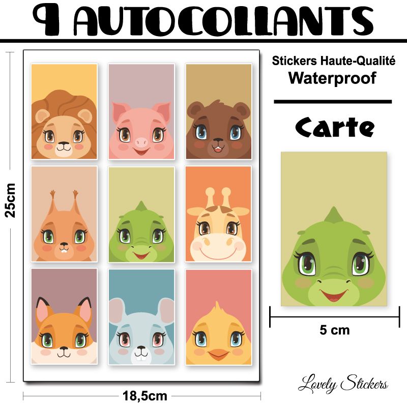 9 cartes autocollantes 9 cartes autocollantes