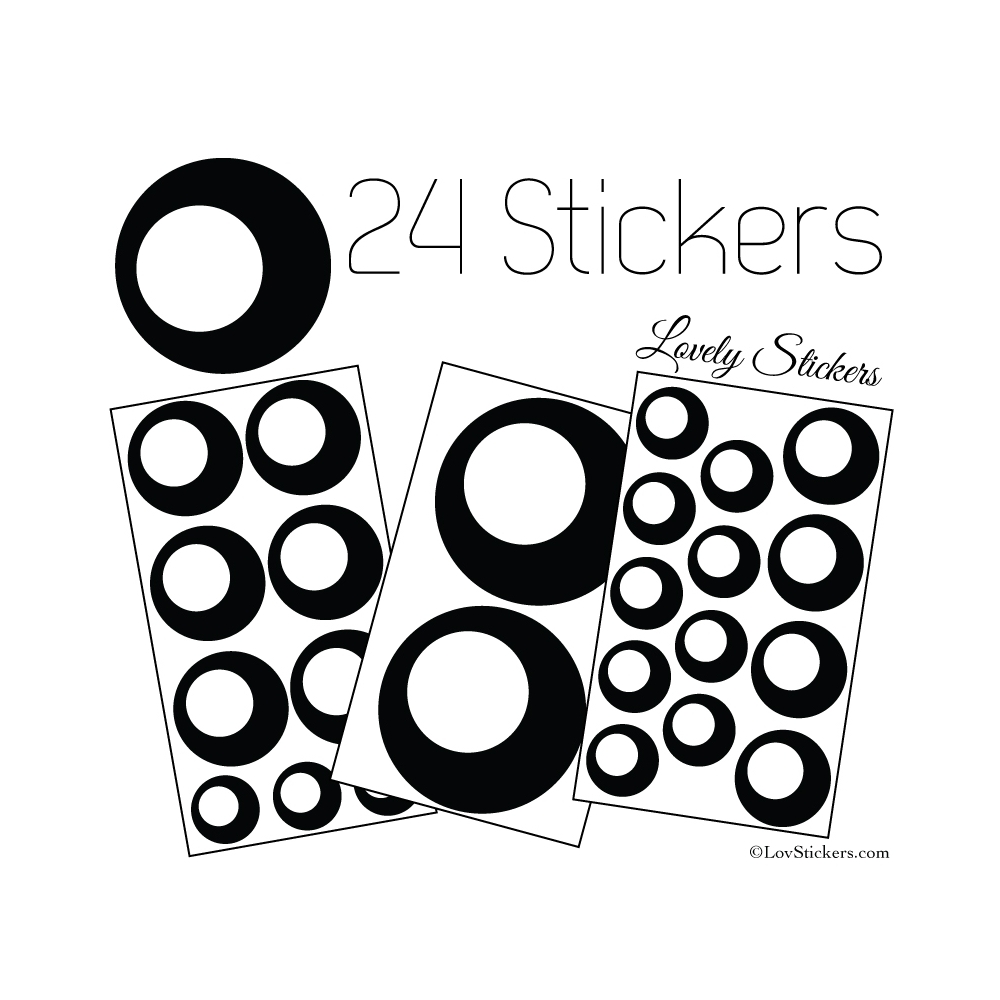 24 Stickers Ronds Annees 80 Mixte - Autocollant