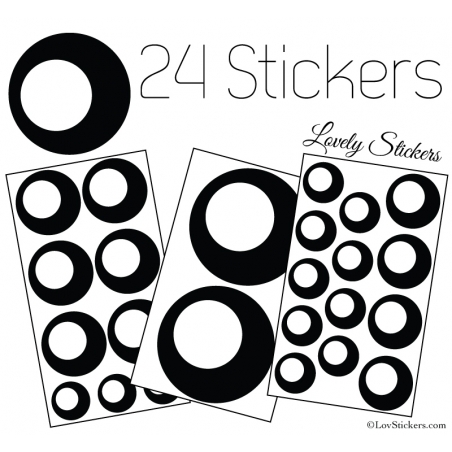 24 Stickers Ronds Annees 80 Mixte - Autocollant
