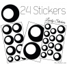 24 Stickers Ronds Annees 80 Mixte - Autocollant