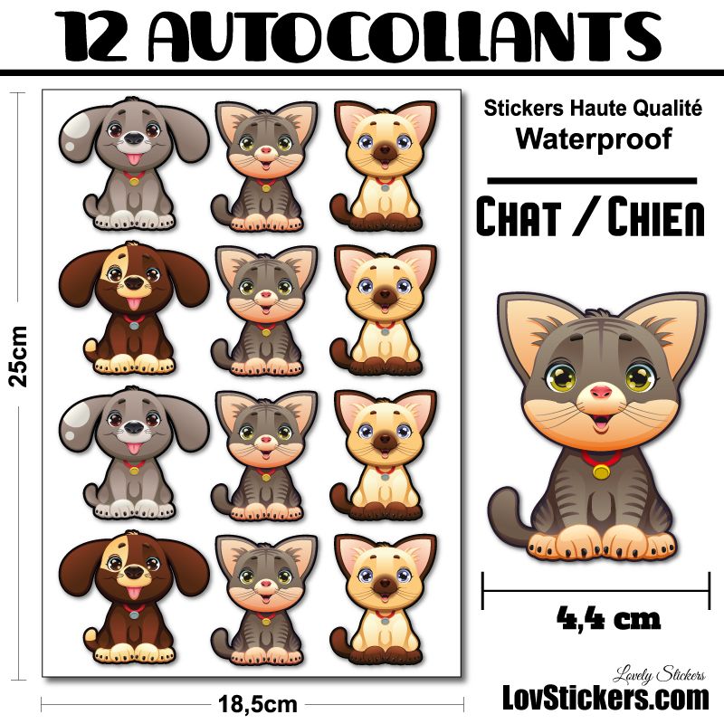 Chat et Chien mignon en 2 versions Chat et Chien mignon en 2 versions
