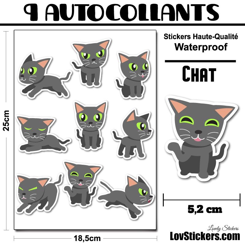 9 stickers de chats gris 9 stickers de chats gris