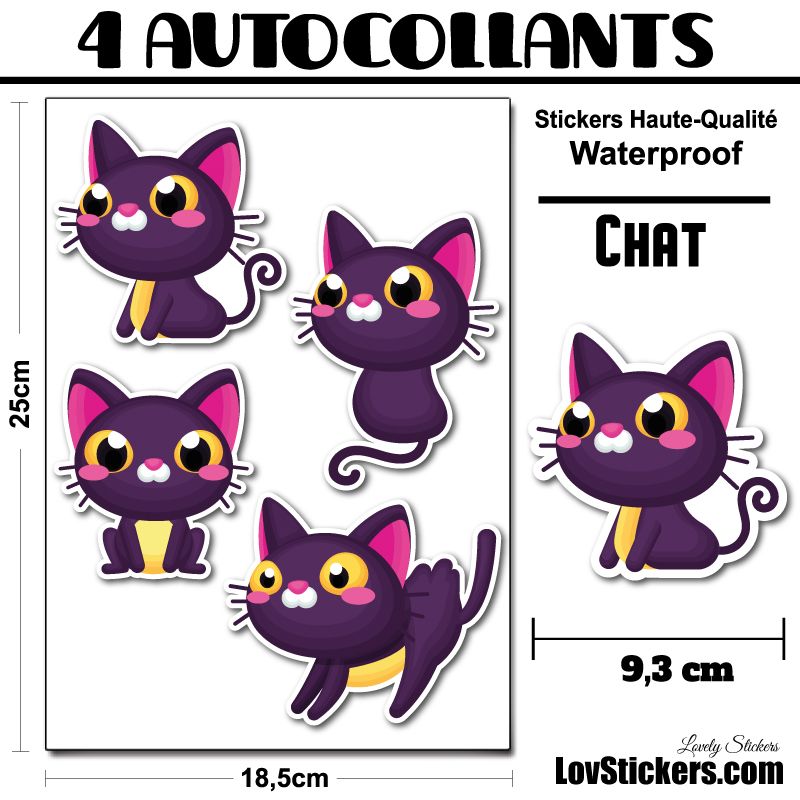 30 ou 4 stickers de Chats Violet 30 ou 4 stickers de Chats Violet