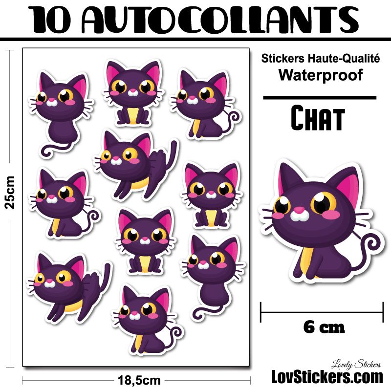 30 ou 4 stickers de Chats Violet 30 ou 4 stickers de Chats Violet