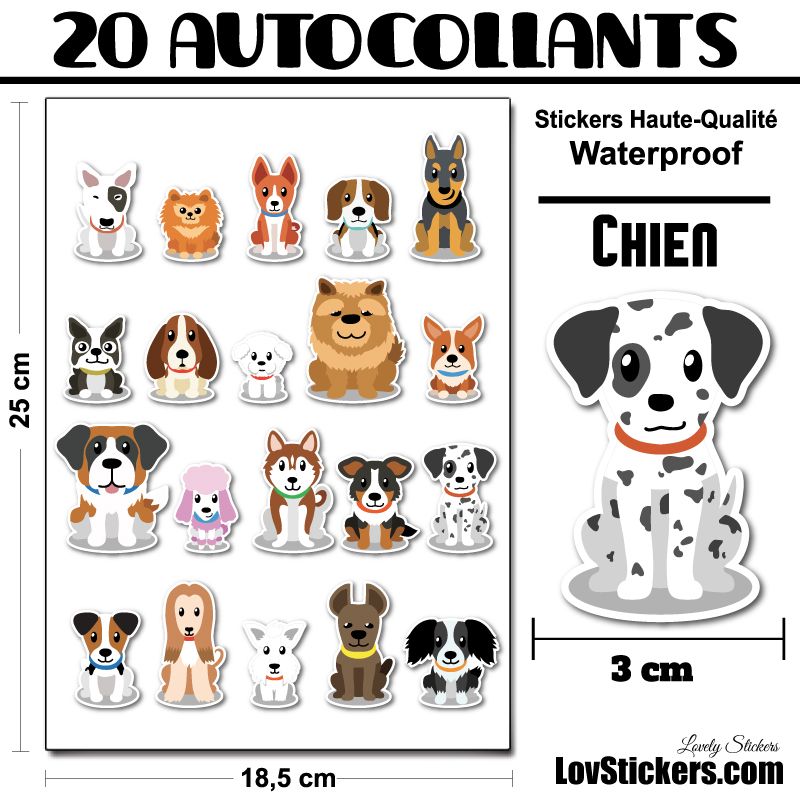 20 stickers de Petits Chiens - Série 02 20 stickers de Petits Chiens - Série 02