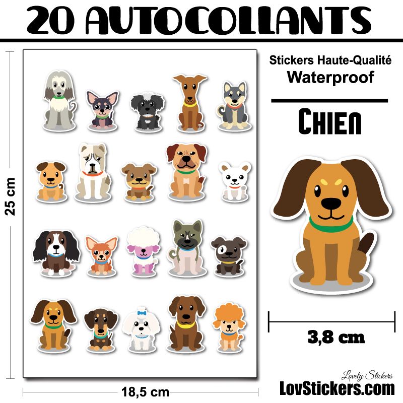 20 stickers de Petits Chiens - Série 03 20 stickers de Petits Chiens - Série 03