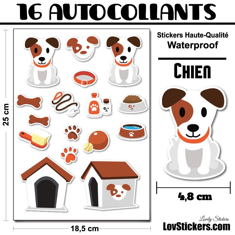16 stickers de Chiens et Accessoires - Serie Jack Russell 16 stickers de Chiens et Accessoires - Serie Jack Russell