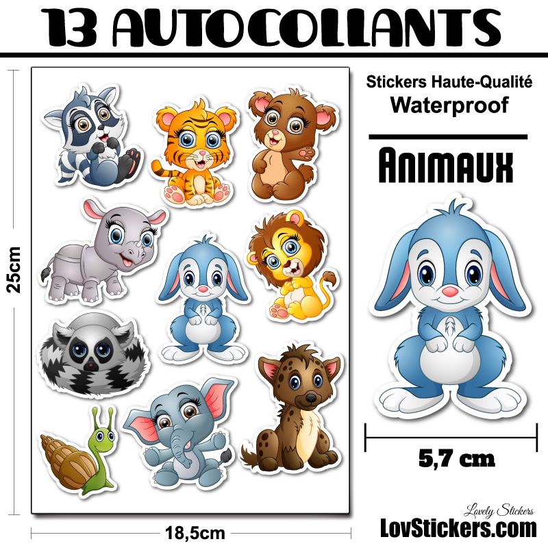 10 Autocollants d'animaux Cute Série 2 10 Autocollants d'animaux Cute Série 2
