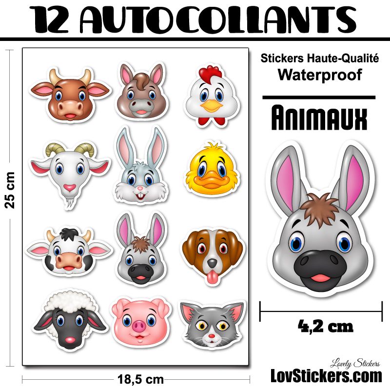 12 stickers Animaux 12 stickers Animaux