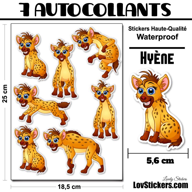 7 Autocollants de Hyènes 7 Autocollants de Hyènes