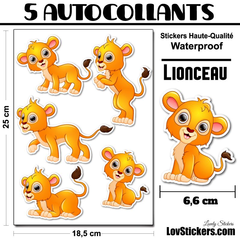 5 Autocollants Lionceau 5 Autocollants Lionceau