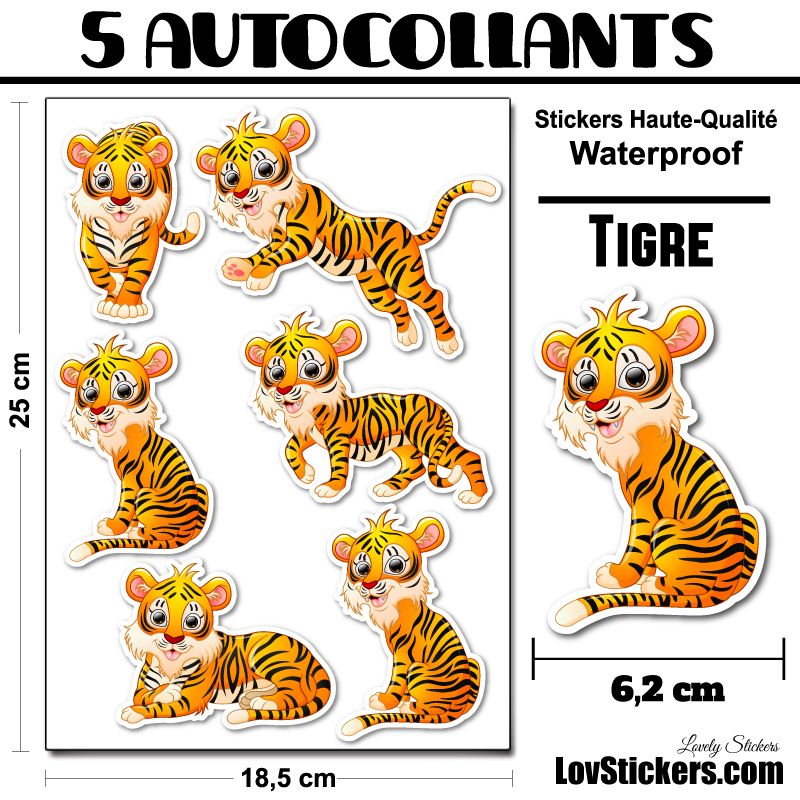 6 Autocollants Tigre 6 Autocollants Tigre