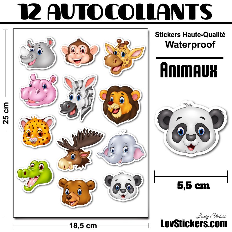 12 stickers Animaux 12 stickers Animaux