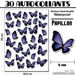 30 autocollants de papillons mixtes