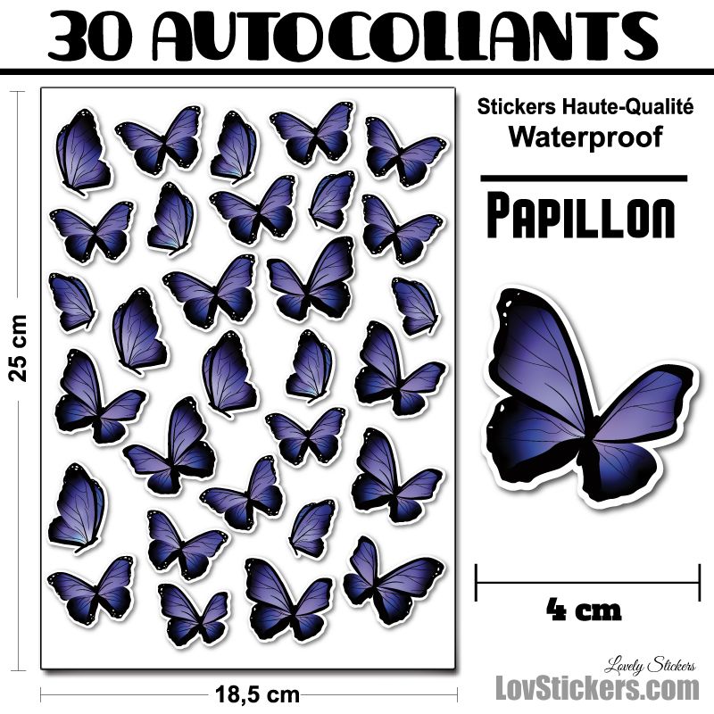 30 autocollants de papillons mixtes 30 autocollants de papillons mixtes