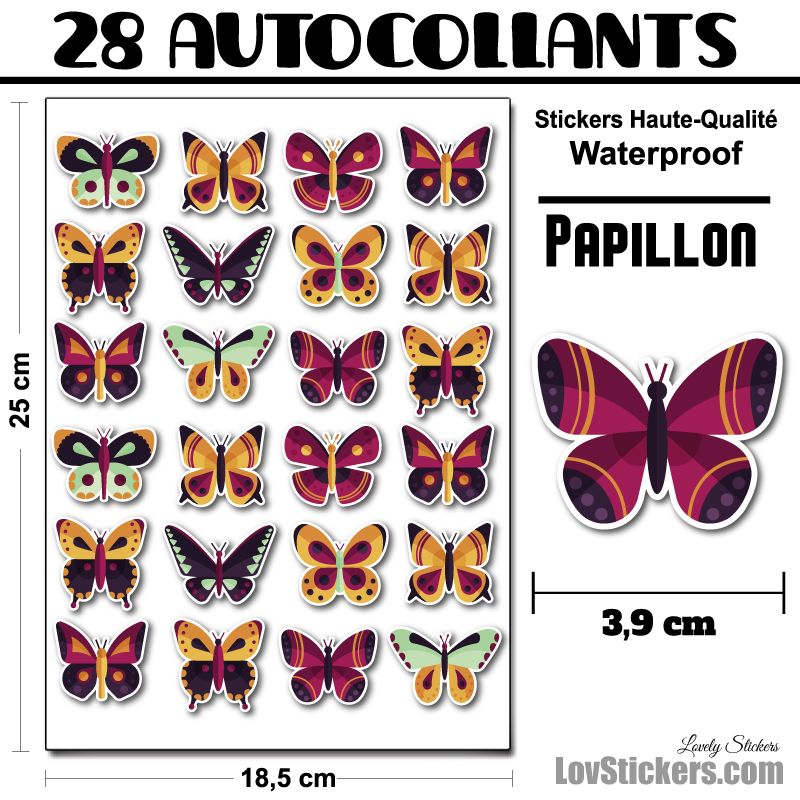 28 autocollants de papillons design 28 autocollants de papillons design