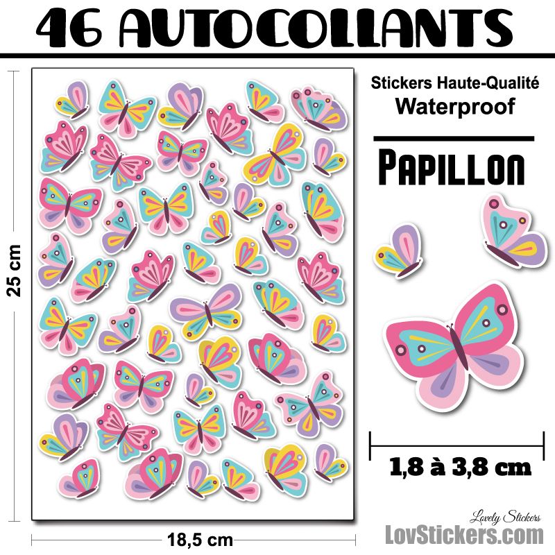 46 petits autocollants de papillons 46 petits autocollants de papillons