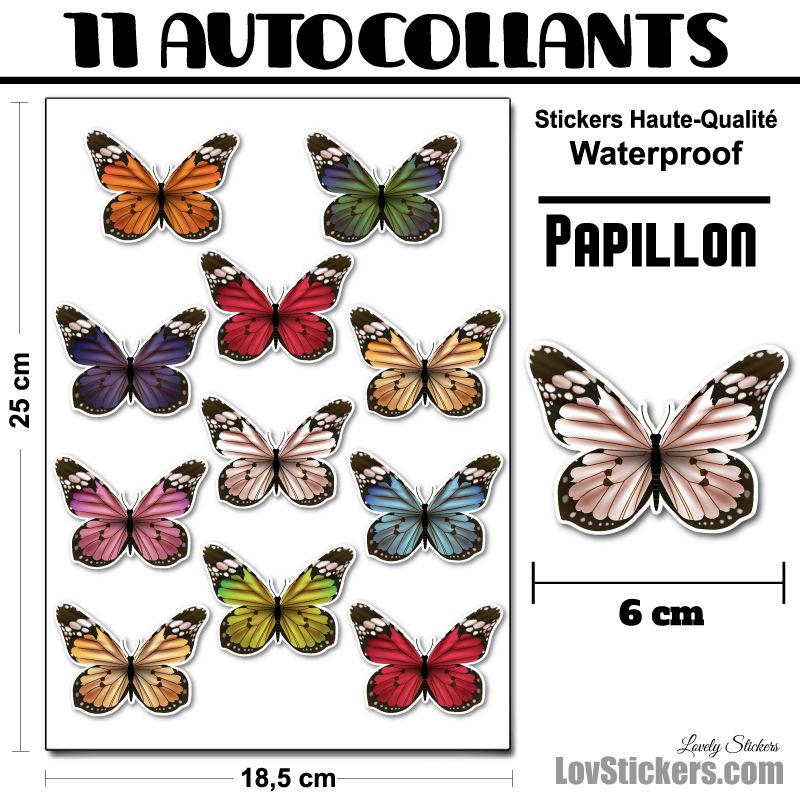 46 autocollants papillons réalistes 46 autocollants papillons réalistes