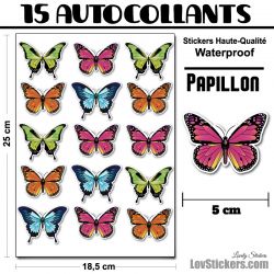 11 autocollants papillons réalistes