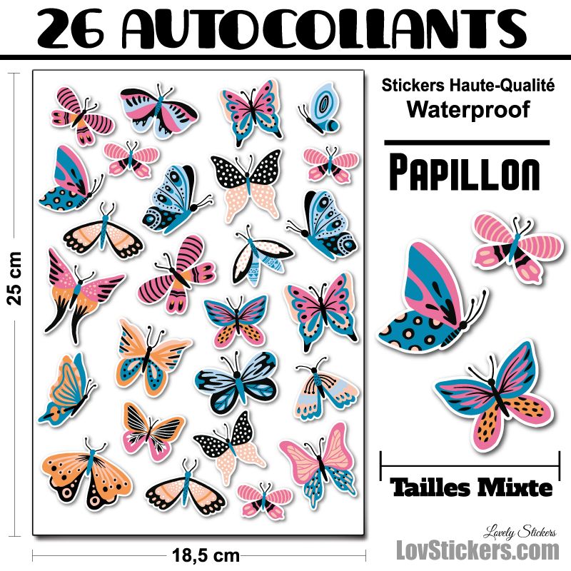 32 autocollants papillons et fleurs 32 autocollants papillons et fleurs