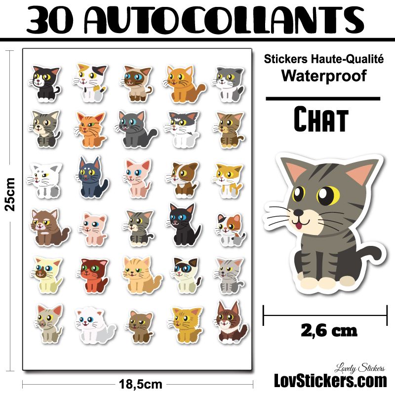 30 stickers de petits Chats 01 30 stickers de petits Chats 01