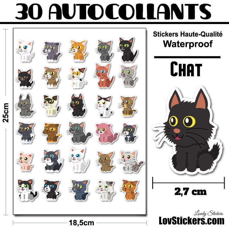30 stickers de petits Chats 02 30 stickers de petits Chats 02