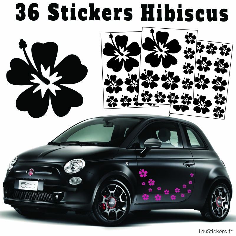 36 Stickers Hibiscus de 3 à 10 cm