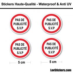 Sticker Pas de Pub 5 cm pour boite aux lettres